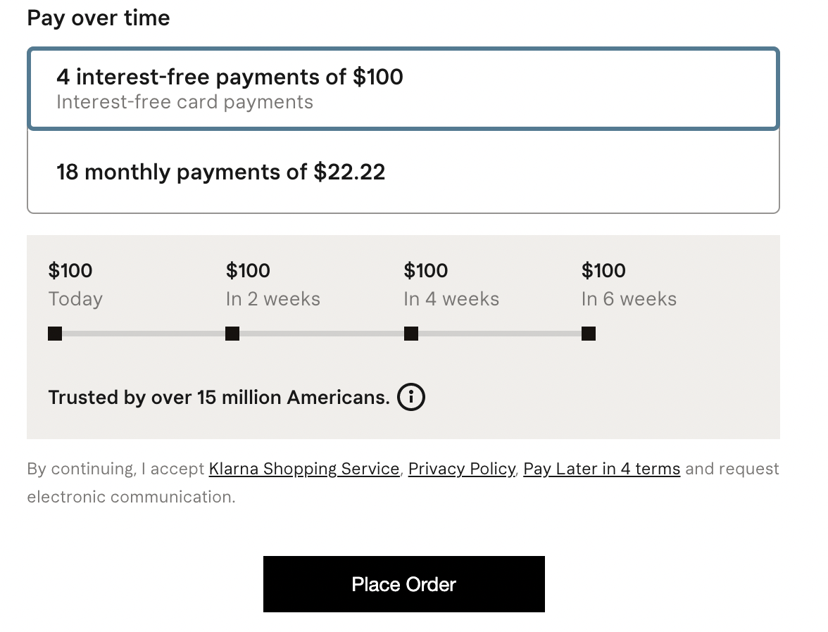 How do payment plans through Klarna work?